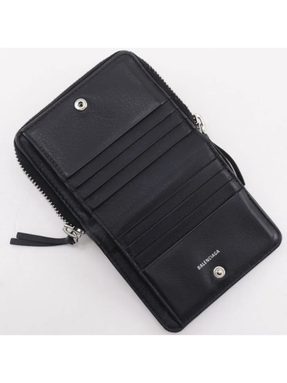 Balenciaga Paper Bill Ford Compact Wallet Calf Black Bifold